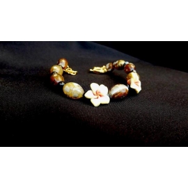 Bracciale con Agata marrone e fiori