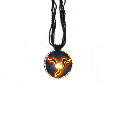 Collana di perline nere con ciondolo dipinto tribale sole concept