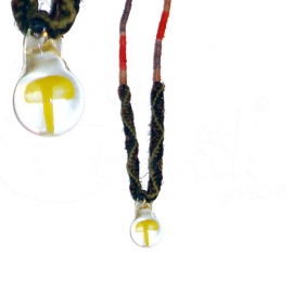 Collana tribale con funghetto in vetro