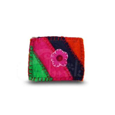 Porta monete in lana cotta rettangolare rainbow flower 4