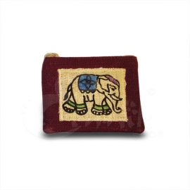 Porta monete in cotone con elefante