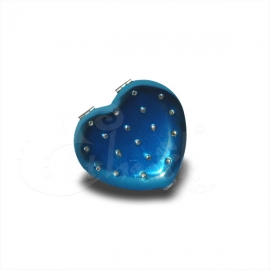 Specchietto a cuore satinato doppio specchio in metallo blu con strass