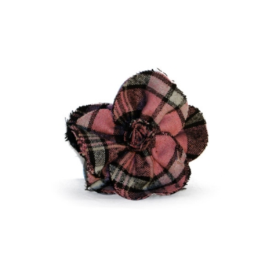 Spilla - ferma capelli fiore tartan rosa